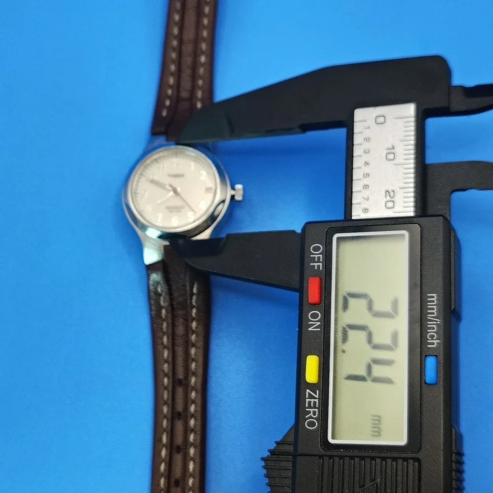 Vintage‎ 1995Timex INDIGLO 22mm Women's Quartz Watch Genuine Leather Plaid Strap